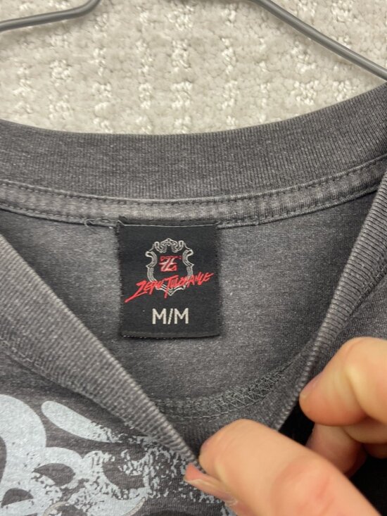 Y2K Zero Tolerance Gray T-shirt Grunge Punk Goth Affliction Style Cross Men Sz M - Picture 7 of 11